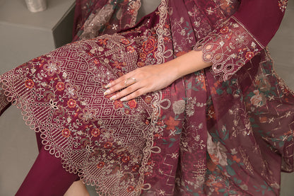 ZAYRA 3pcs Semi-Stitched Fancy Emb Slub Lawn [D-4286]