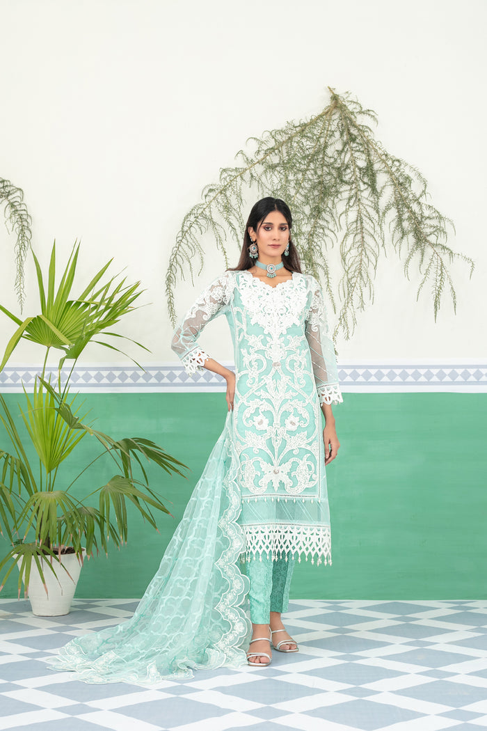 Lamya 3pcs Semi-Stitched Fancy Emb Organza [D-1929]
