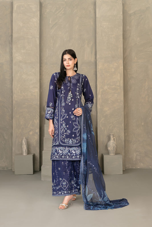 ZAYRA 3pcs Semi-Stitched Fancy Emb Slub Lawn [D-4288]