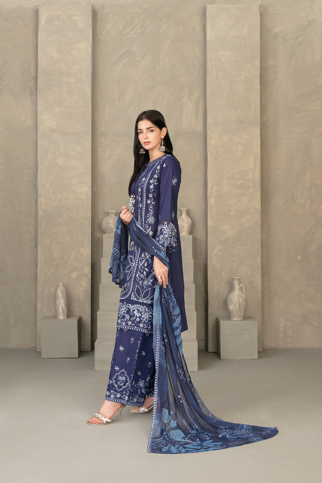 ZAYRA 3pcs Semi-Stitched Fancy Emb Slub Lawn [D-4288]