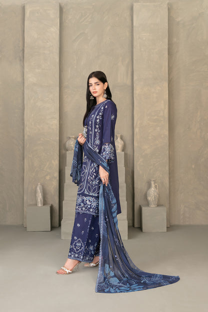 ZAYRA 3pcs Semi-Stitched Fancy Emb Slub Lawn [D-4288]
