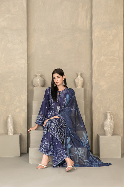 ZAYRA 3pcs Semi-Stitched Fancy Emb Slub Lawn [D-4288]