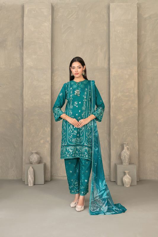 ZAYRA 3pcs Semi-Stitched Fancy Emb Slub Lawn [D-4289]