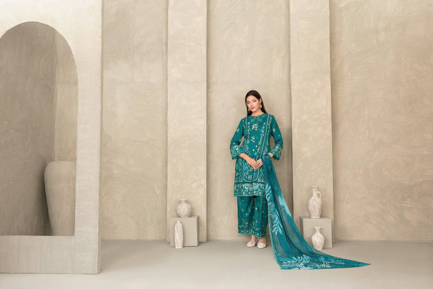 ZAYRA 3pcs Semi-Stitched Fancy Emb Slub Lawn [D-4289]