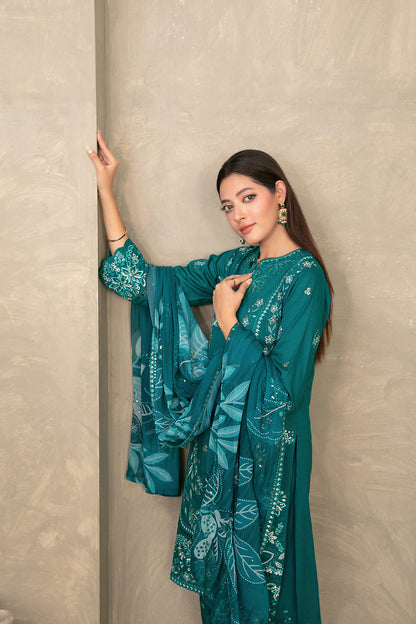 ZAYRA 3pcs Semi-Stitched Fancy Emb Slub Lawn [D-4289]