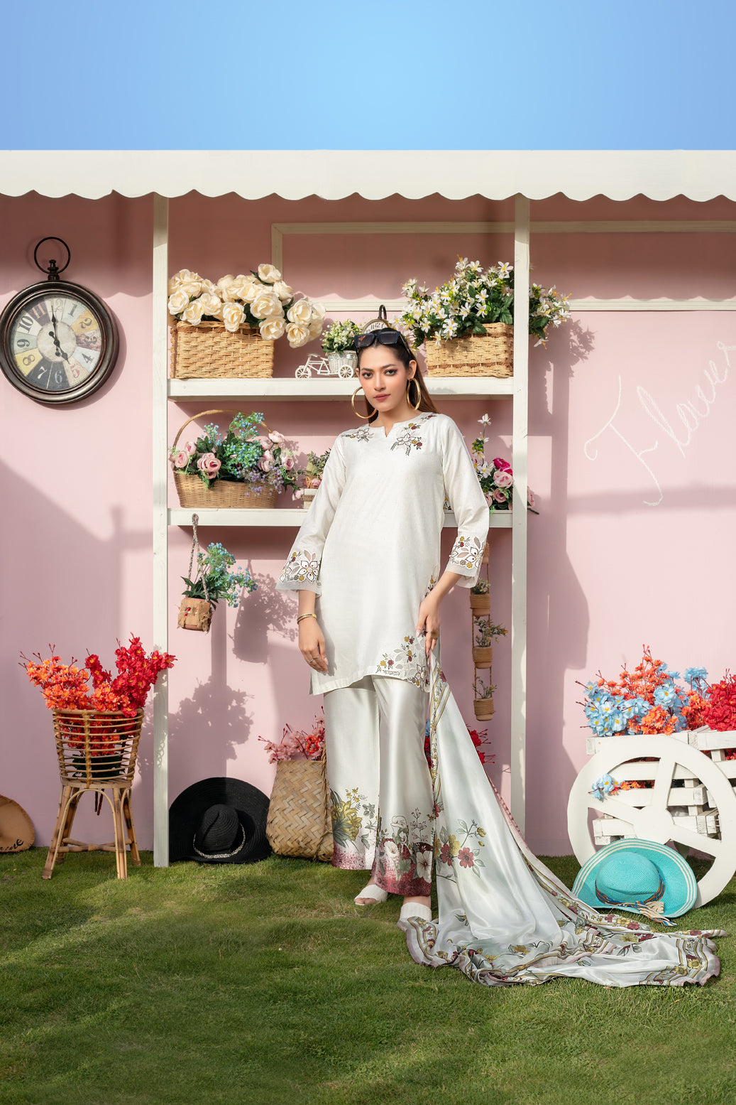 Zerlin 3pcs Stitched Emb Khaadi Lawn [D-1793] – Tawakkal Fabrics