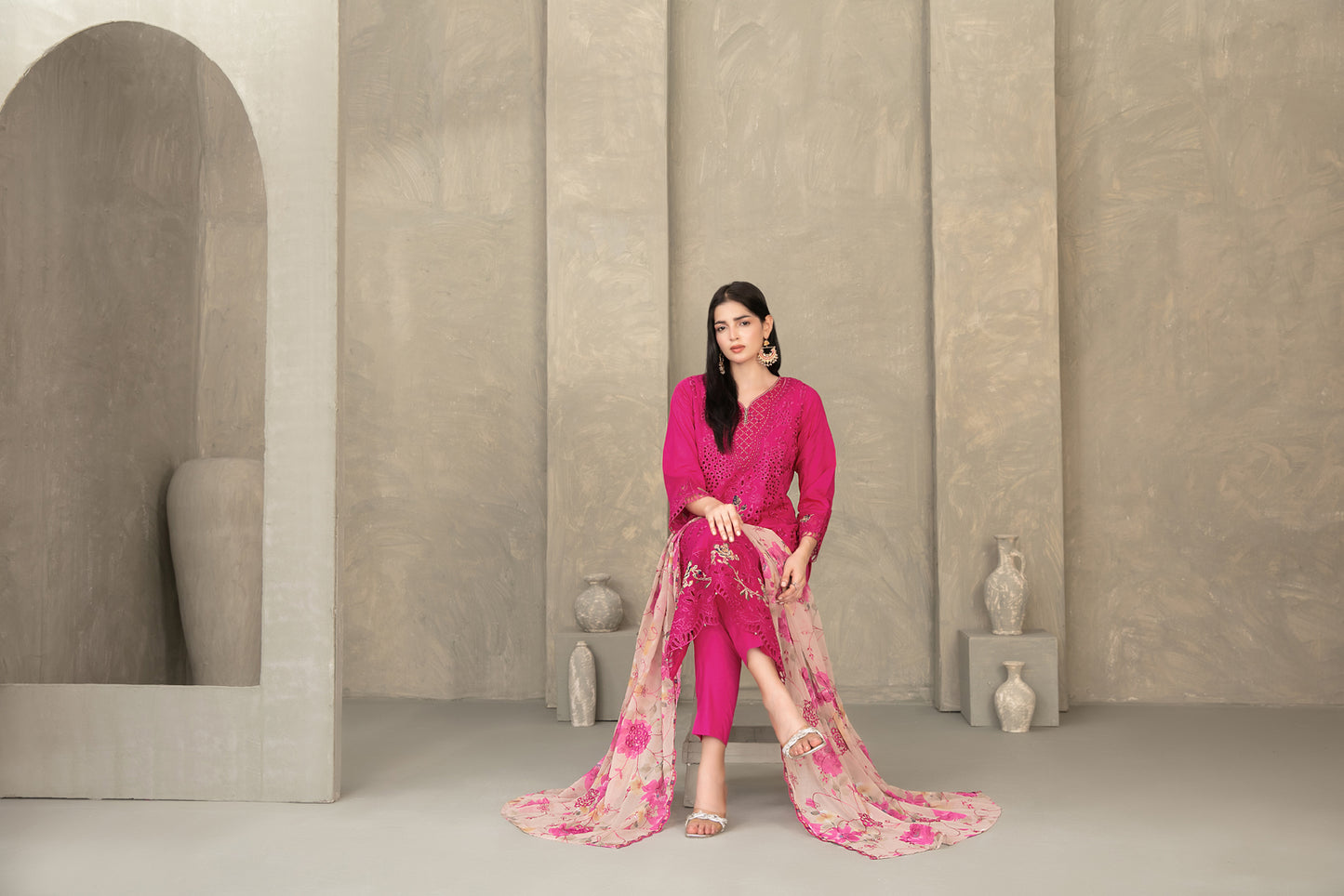 ZAYRA 3pcs Semi-Stitched Fancy Emb Slub Lawn [D-4290]