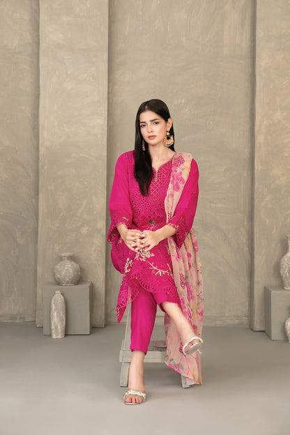 ZAYRA 3pcs Semi-Stitched Fancy Emb Slub Lawn [D-4290]