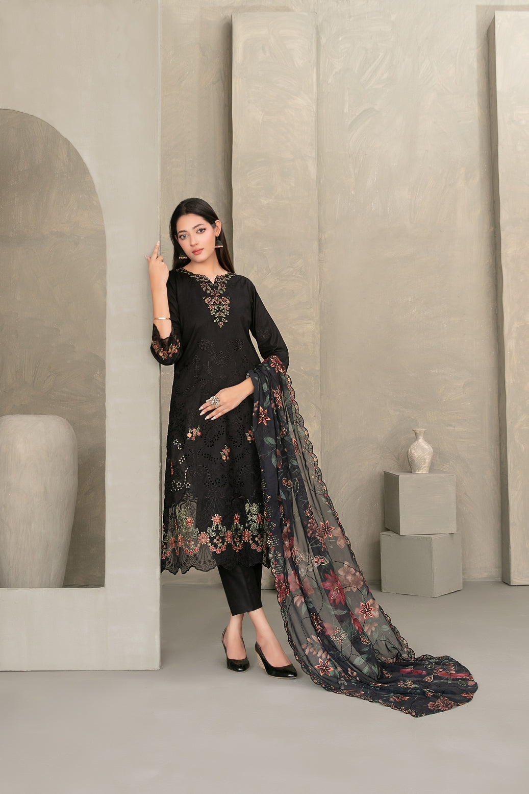 ZAYRA 3pcs Semi-Stitched Fancy Emb Slub Lawn [D-4291]