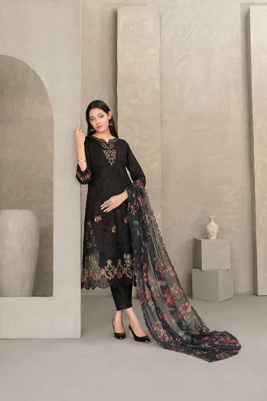 ZAYRA 3pcs Semi-Stitched Fancy Emb Slub Lawn [D-4291]