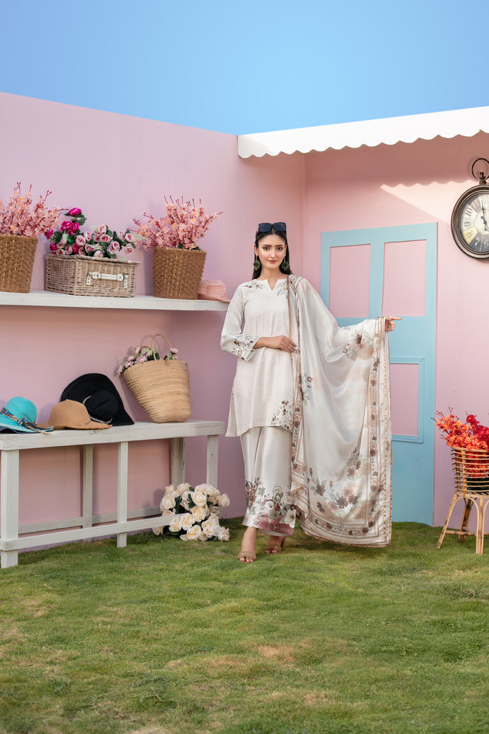 Zerlin 3pcs Stitched Emb Khaadi Lawn [D-1790]