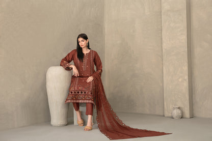 ZAYRA 3pcs Semi-Stitched Fancy Emb Slub Lawn [D-4284]