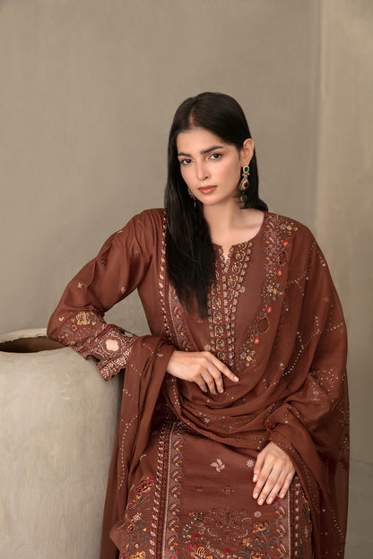 ZAYRA 3pcs Semi-Stitched Fancy Emb Slub Lawn [D-4284]