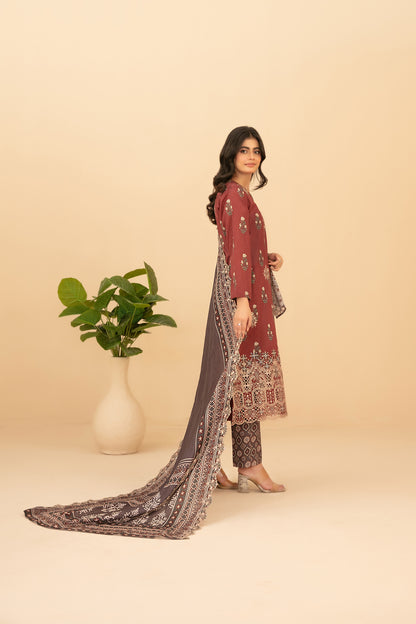 Emmera 3pcs Un-Stitched Emb Printed Lawn [D-3699]