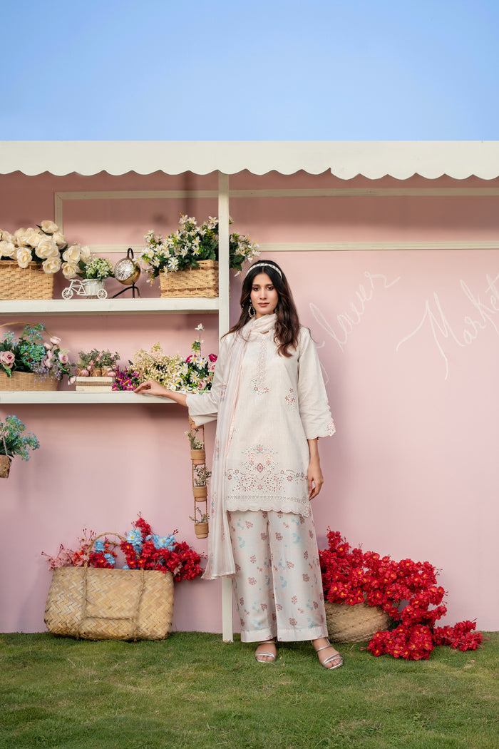 Zerlin 3pcs Stitched Emb Khaadi Lawn [D-1794]