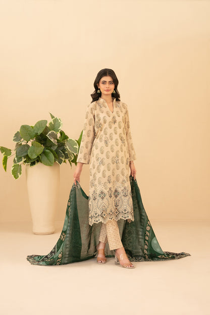 Emmera 3pcs Un-Stitched Emb Printed Lawn [D-3701]