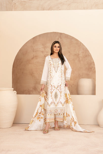 Echo Of Grace 3pcs Un-Stitched Emb Lawn [D-3677]