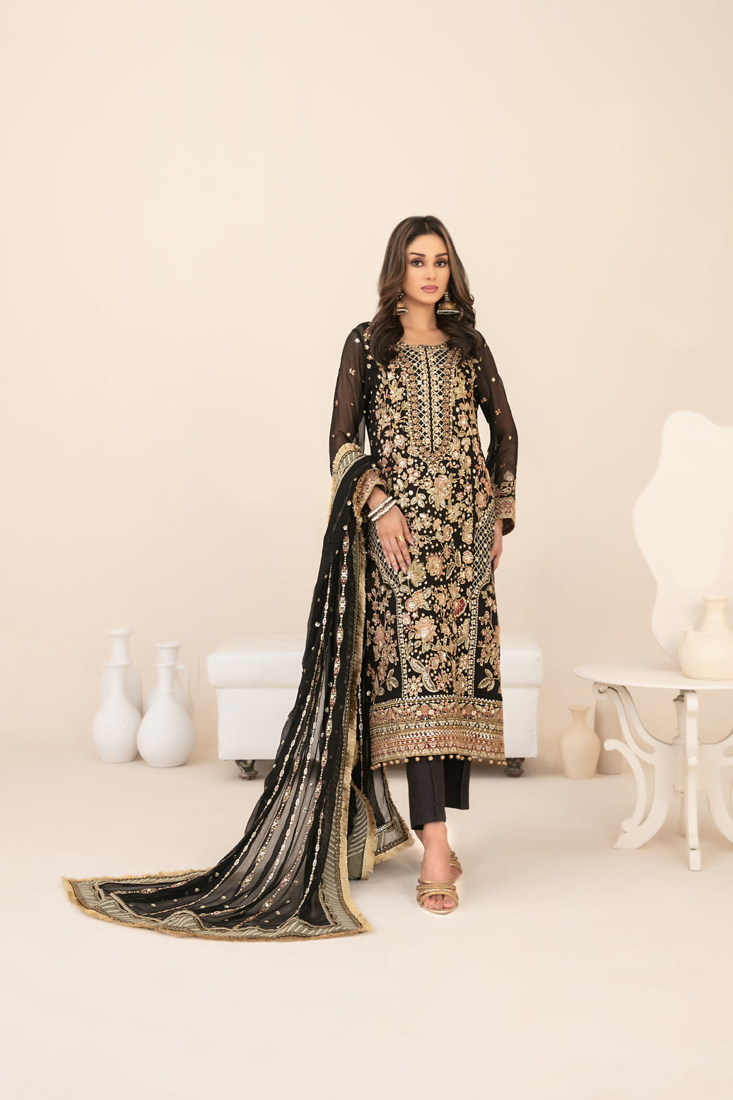 LIBAAS-E-ISHQ 3pcs Stitched  Fancy Emb Chiffon [D-2737]