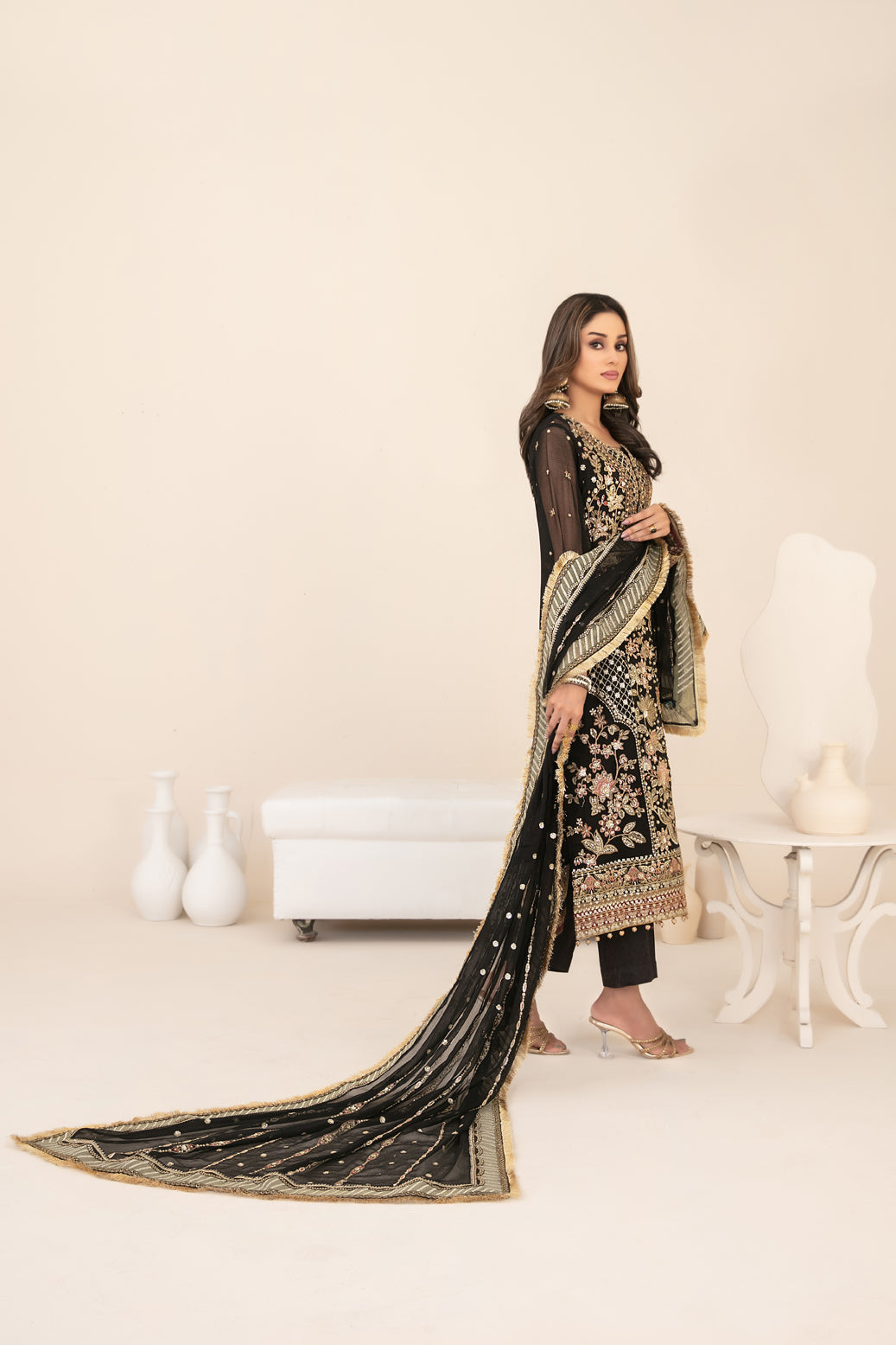 LIBAAS-E-ISHQ 3pcs Stitched  Fancy Emb Chiffon [D-2737]