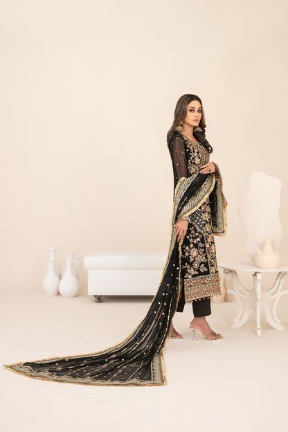 LIBAAS-E-ISHQ 3pcs Stitched  Fancy Emb Chiffon [D-2737]