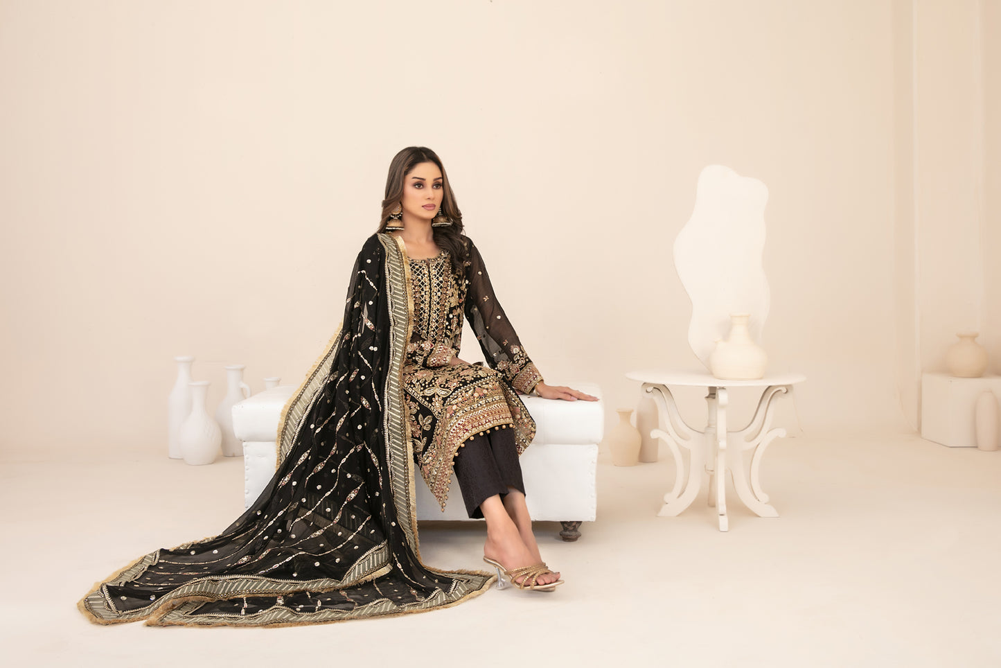 LIBAAS-E-ISHQ 3pcs Stitched  Fancy Emb Chiffon [D-2737]