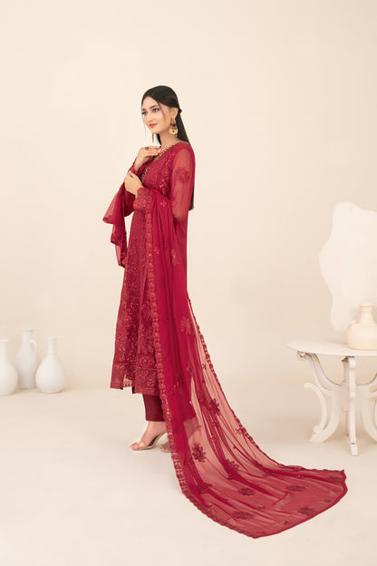 LIBAAS-E-ISHQ 3pcs Stitched  Fancy Emb Chiffon [D-2736]