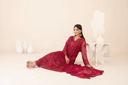 LIBAAS-E-ISHQ 3pcs Stitched  Fancy Emb Chiffon [D-2736]