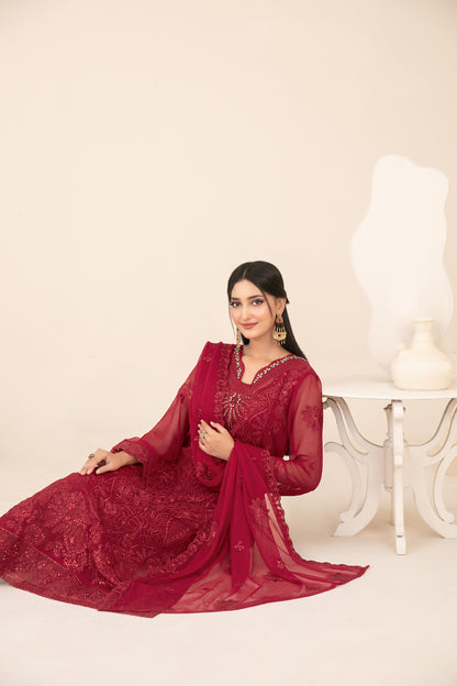 LIBAAS-E-ISHQ 3pcs Stitched  Fancy Emb Chiffon [D-2736]