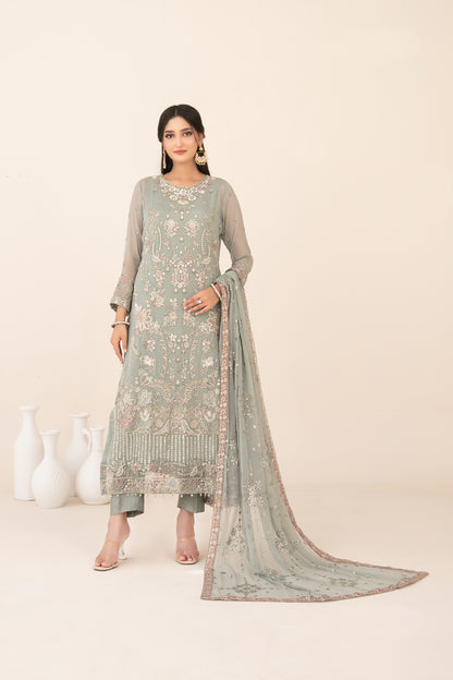 LIBAAS-E-ISHQ 3pcs Stitched  Fancy Emb Chiffon [D-2738]