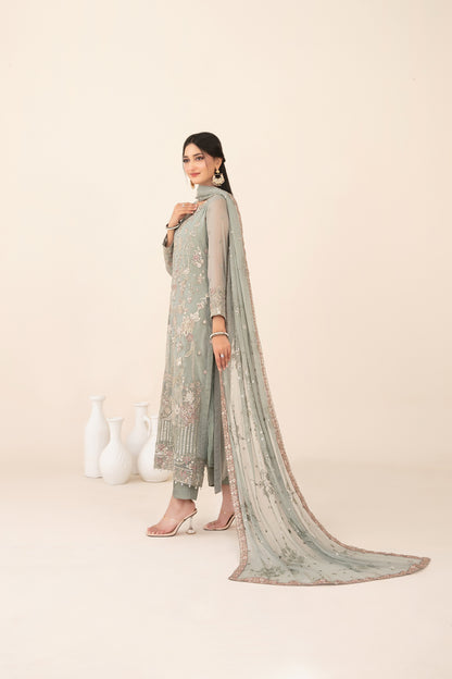 LIBAAS-E-ISHQ 3pcs Stitched  Fancy Emb Chiffon [D-2738]