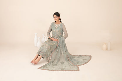 LIBAAS-E-ISHQ 3pcs Stitched  Fancy Emb Chiffon [D-2738]