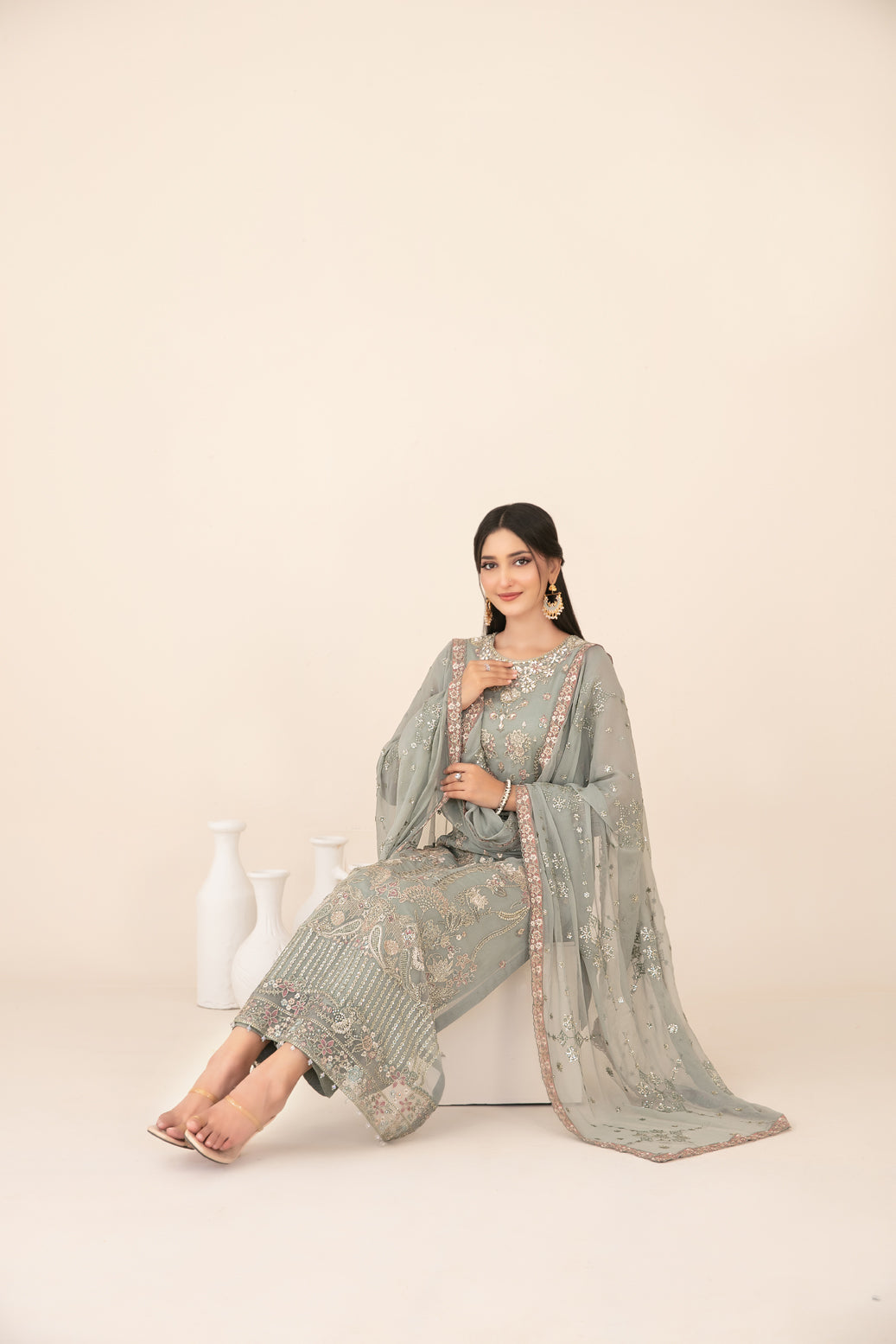 LIBAAS-E-ISHQ 3pcs Stitched  Fancy Emb Chiffon [D-2738]