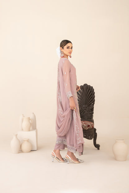 LIBAAS-E-ISHQ 3pcs Stitched  Fancy Emb Chiffon [D-2734]