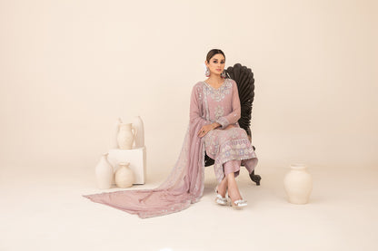 LIBAAS-E-ISHQ 3pcs Stitched  Fancy Emb Chiffon [D-2734]