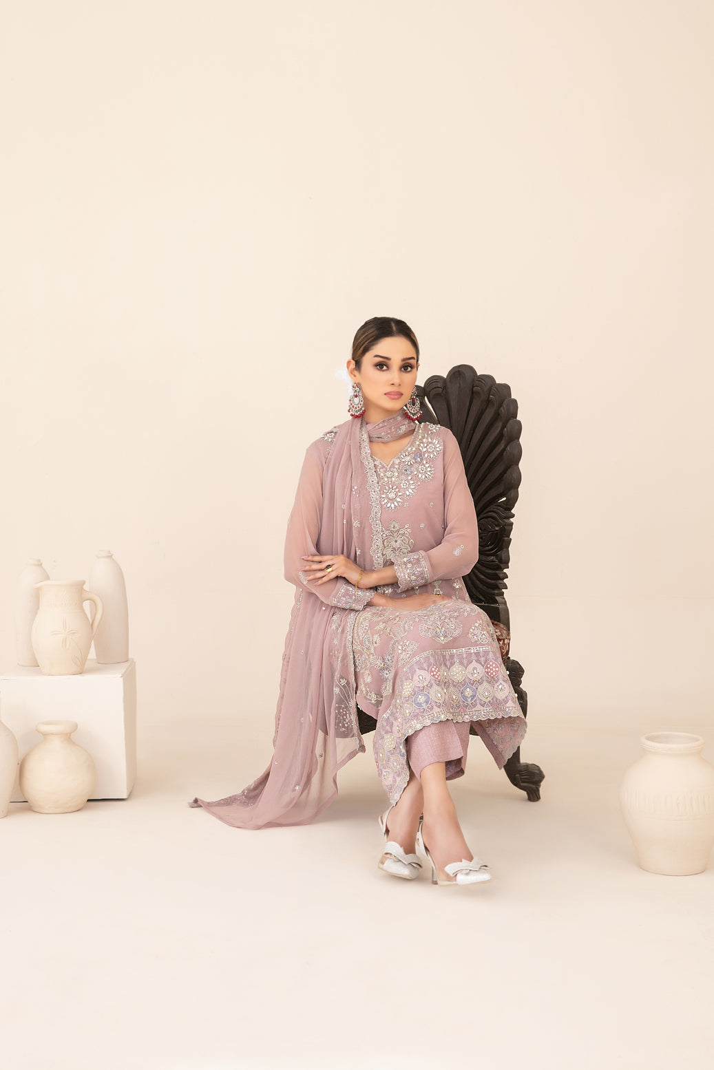 LIBAAS-E-ISHQ 3pcs Stitched  Fancy Emb Chiffon [D-2734]