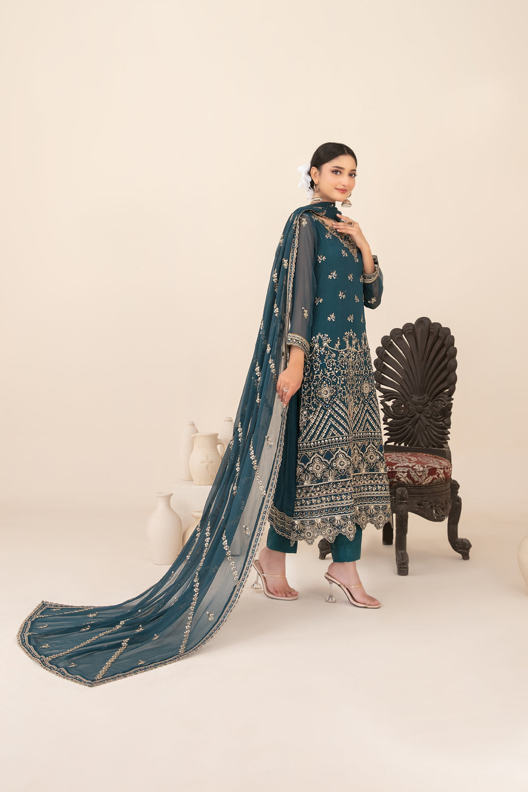 LIBAAS-E-ISHQ 3pcs Stitched  Fancy Emb Chiffon [D-2735]