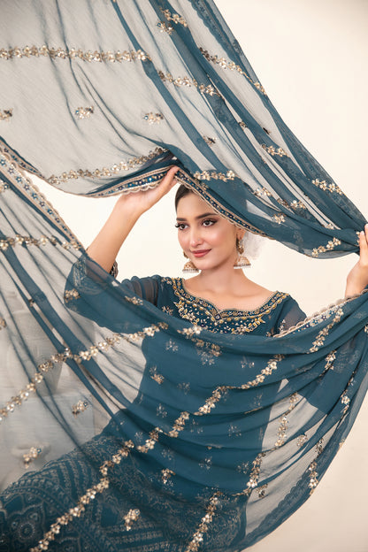 LIBAAS-E-ISHQ 3pcs Stitched  Fancy Emb Chiffon [D-2735]