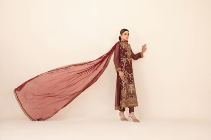 LIBAAS-E-ISHQ 3pcs Stitched  Fancy Emb Chiffon [D-2733]