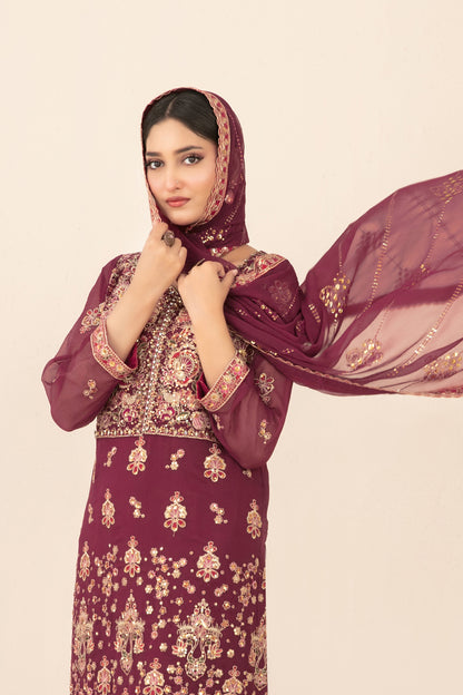 LIBAAS-E-ISHQ 3pcs Stitched  Fancy Emb Chiffon [D-2731]