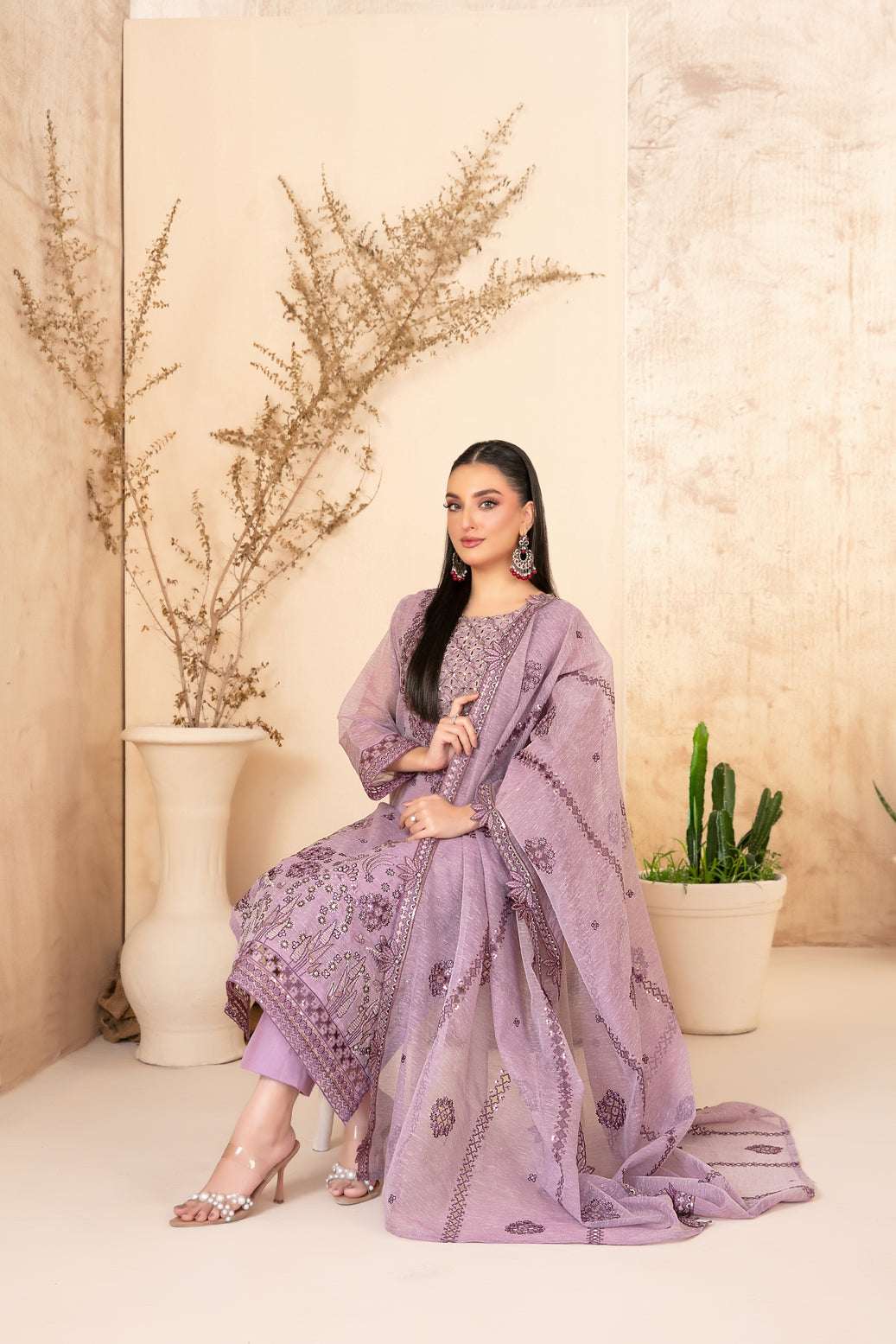 SAFA 3pcs Un-Stitched EmbKhadi [D-2919]
