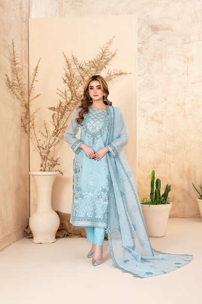SAFA 3pcs Un-Stitched Emb Khadi [D-2918]