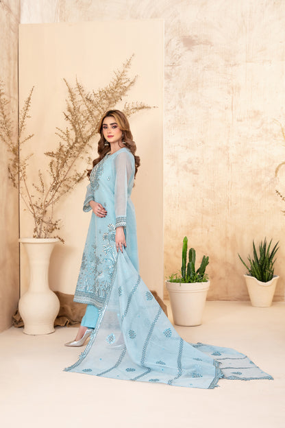 SAFA 3pcs Un-Stitched Emb Khadi [D-2918]