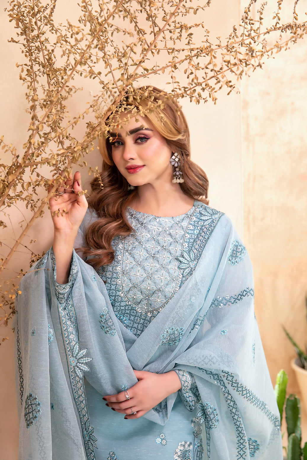 SAFA 3pcs Un-Stitched Emb Khadi [D-2918]