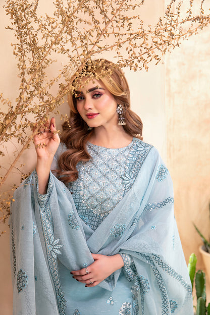 SAFA 3pcs Un-Stitched Emb Khadi [D-2918]