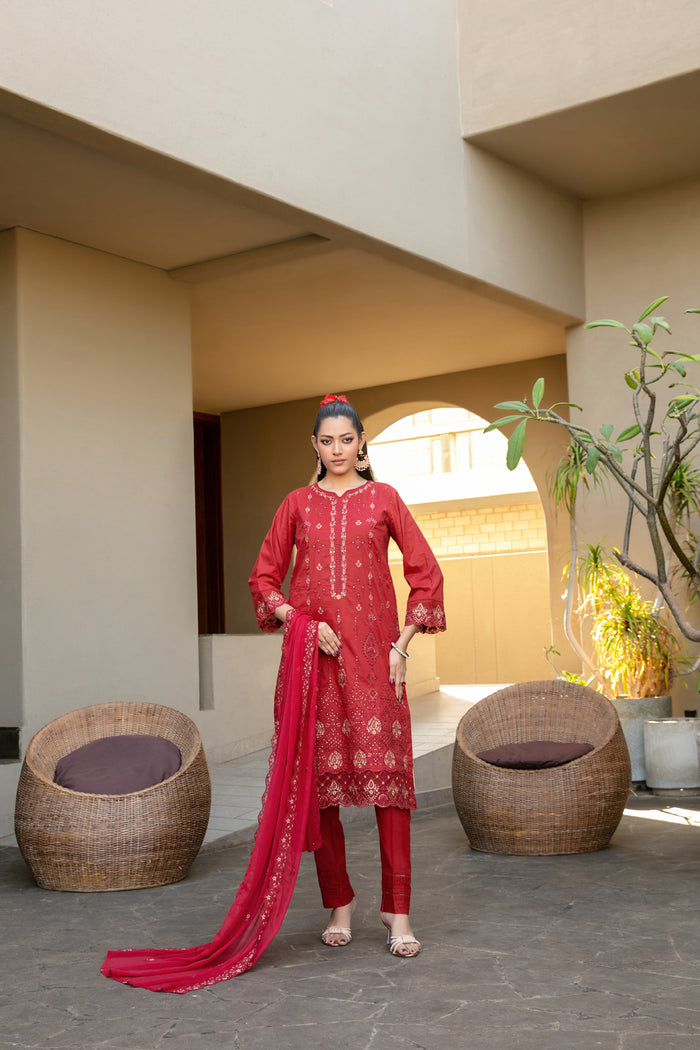 Pardes 3pcs Stitched Emb Lawn [D-4063]