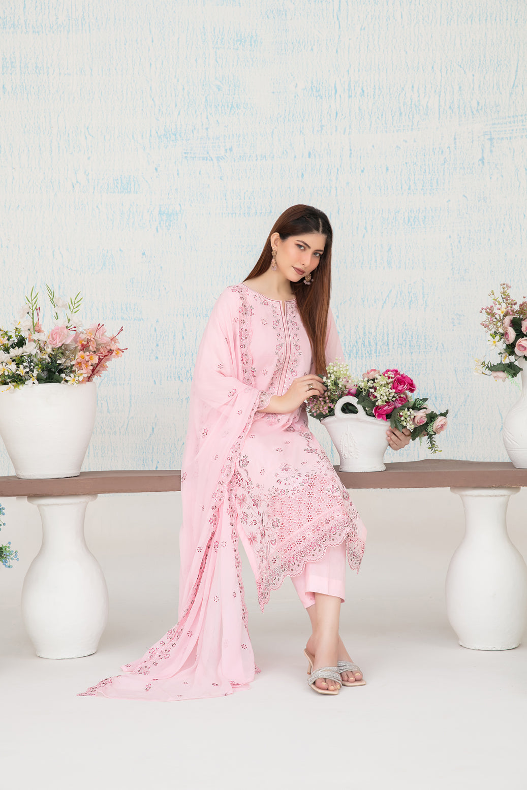 MIRAE 3pcs Un-Stitched Emb Lawn [D-5209]