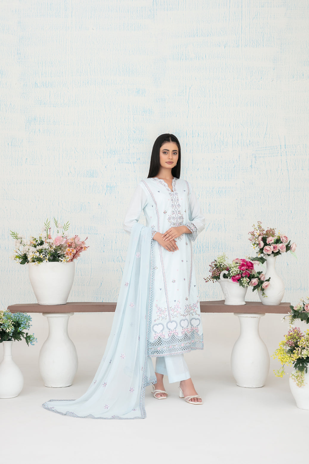 MIRAE 3pcs Un-Stitched Emb Lawn [D-5211]