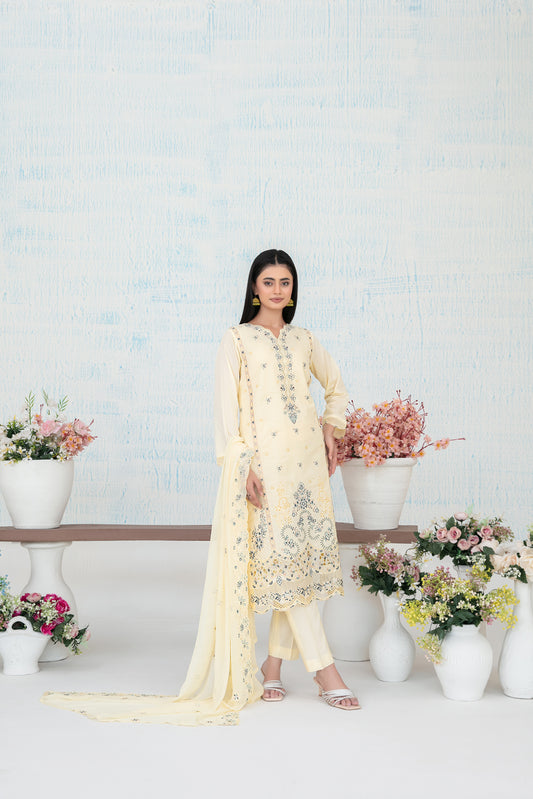 MIRAE 3pcs Un-Stitched Emb Lawn [D-5212]