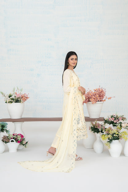 MIRAE 3pcs Un-Stitched Emb Lawn [D-5212]