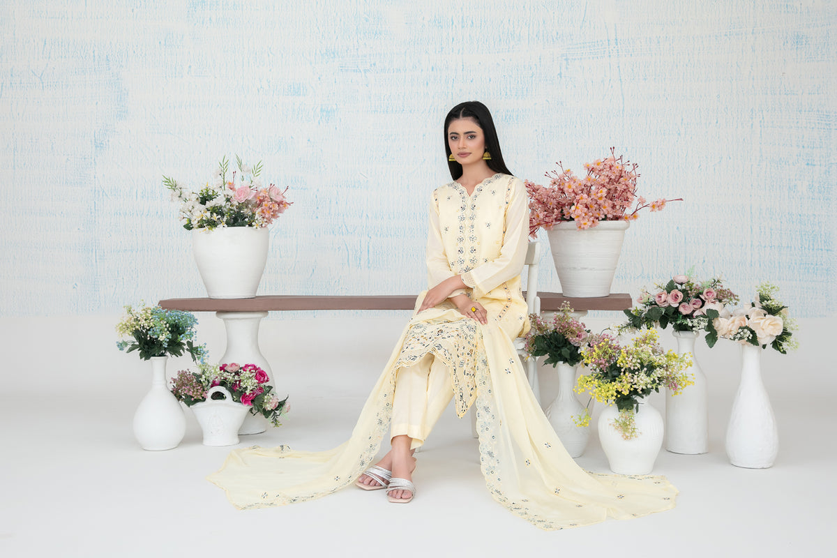 MIRAE 3pcs Un-Stitched Emb Lawn [D-5212]